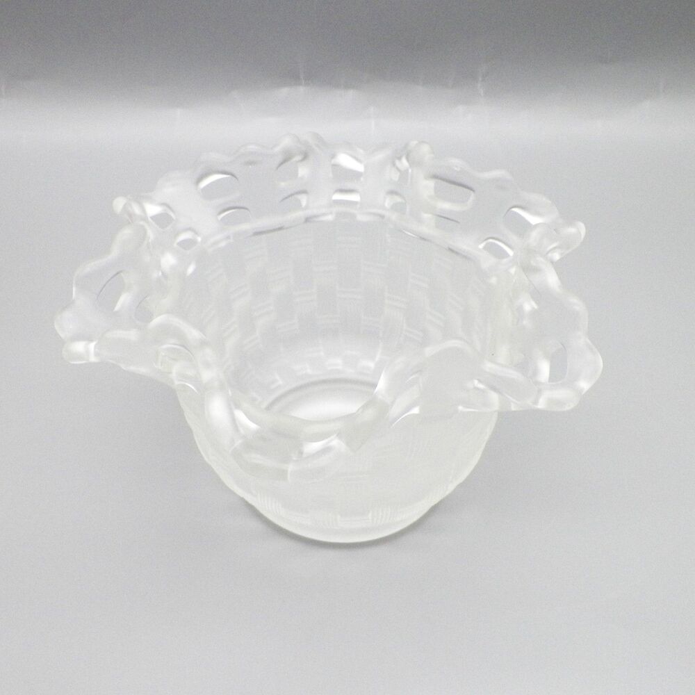 Fenton Crystal Velvet Basket Weave Ruffled Open Edge Bowl